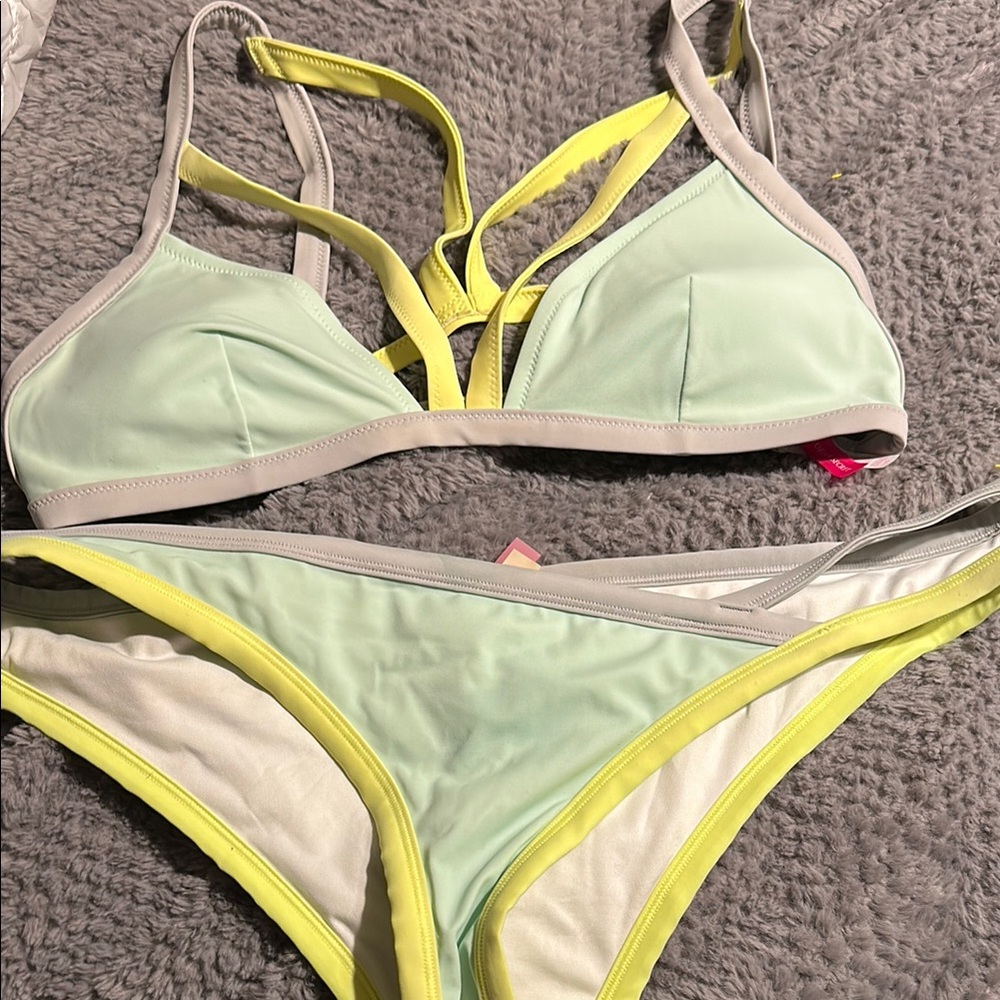 Victoria's Secret Mint and Yellow Bikini